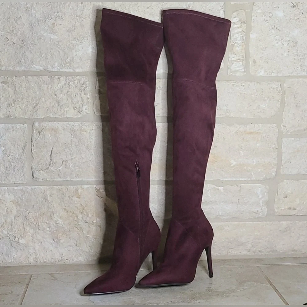 Kendall + Kylie “Kayla” Thigh-High Suede Boots – Size 9, Black or Burgundy (NWT)